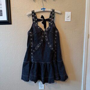 Black Denim Mini Drop-Waist Dress